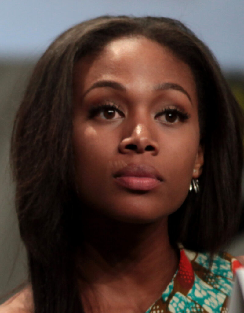 Photo of actress Nicole Beharie in 2014 with wistful expression